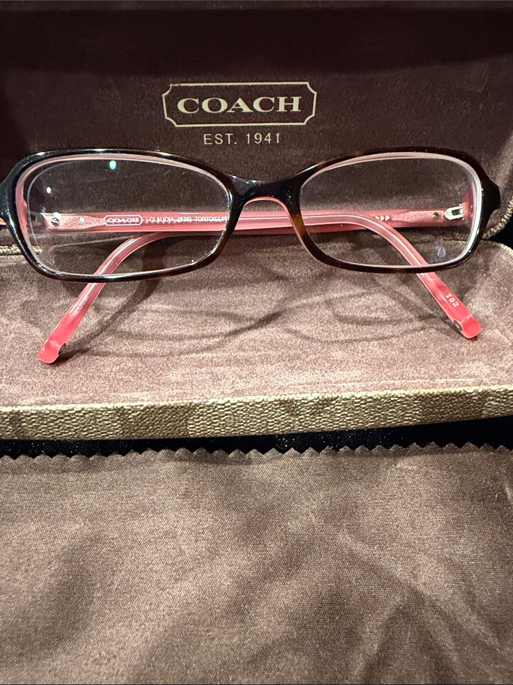 Coach Women's Rectangular Eyeglasses in Brown and Pink - COACH